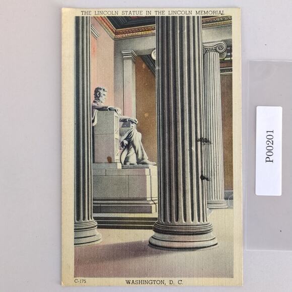 Vintage Washington DC Linen Postcard Lincoln Memorial Statue 1944 WWII Era - Picture 1 of 2